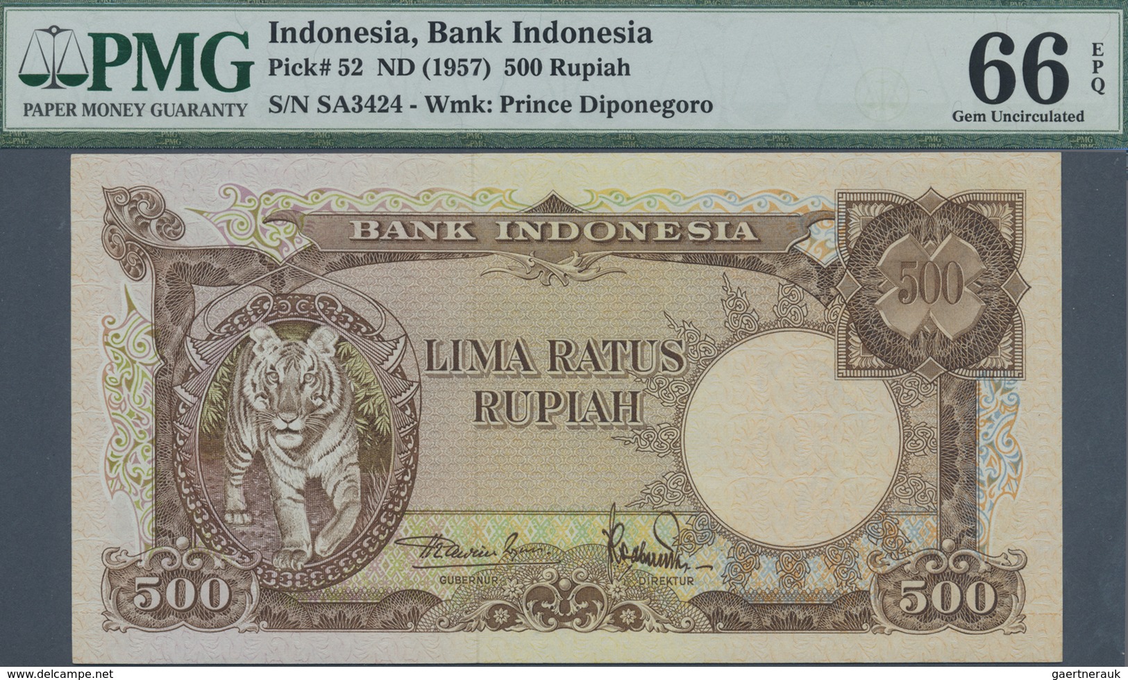 Indonesia / Indonesien: Set Of 2 Consecutive Notes 500 Rupiah ND(1957) P. 52 With Serial Numbers SA3 - Indonesia