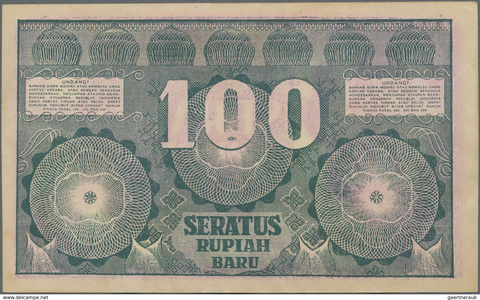 Indonesia / Indonesien: 100 Rupiah 1949 P. 35G, Unfolded But With Light Creases At Borders, Conditio - Indonesia