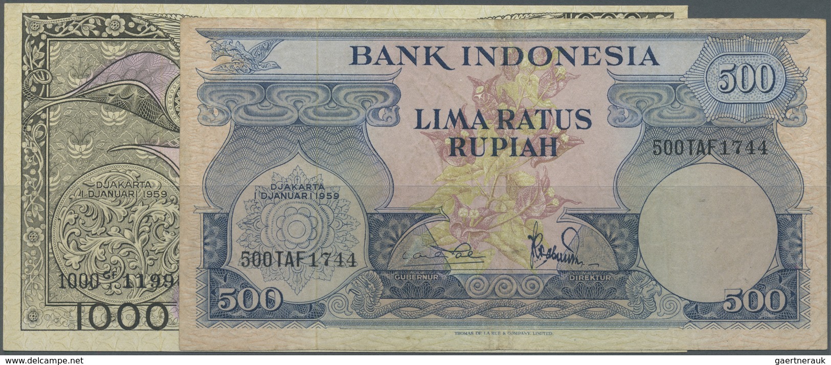 Indonesia / Indonesien: Set With 7 Banknotes Series 1959 With 5, 10, 25, 50, 100, 500 And 1000 Rupia - Indonesia