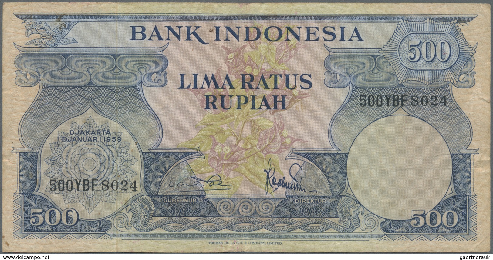 Indonesia / Indonesien: 500 Rupiah 1959 P. 70, Used With Folds But No Holes Or Tears, Paper Still St - Indonesia