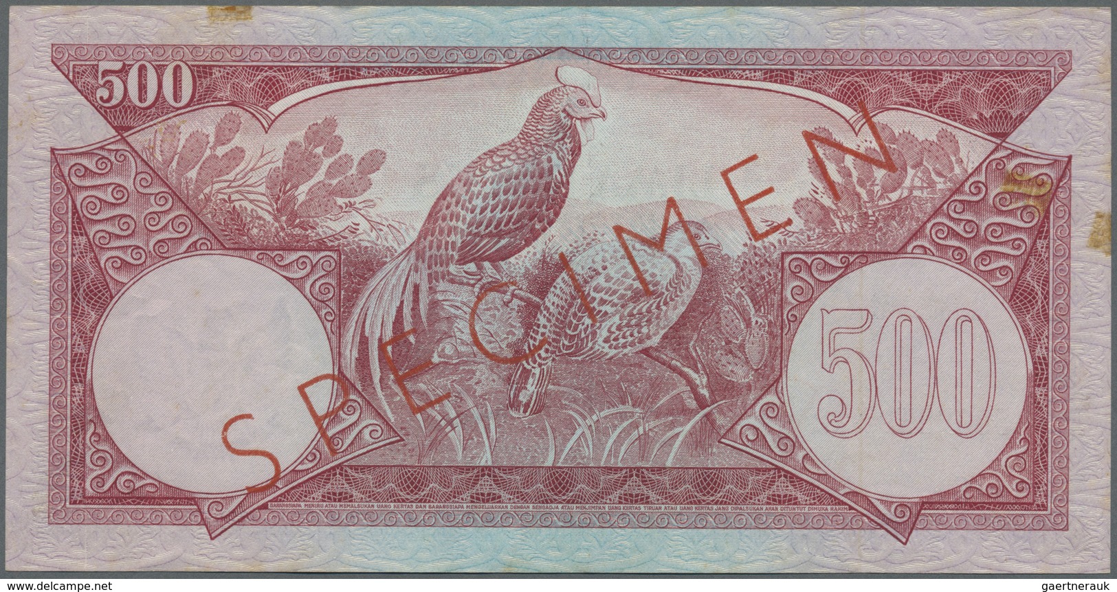 Indonesia / Indonesien: 500 Rupiah 1959 Specimen P. 70s, Light Folds In Paper, Condition: VF+. - Indonesia