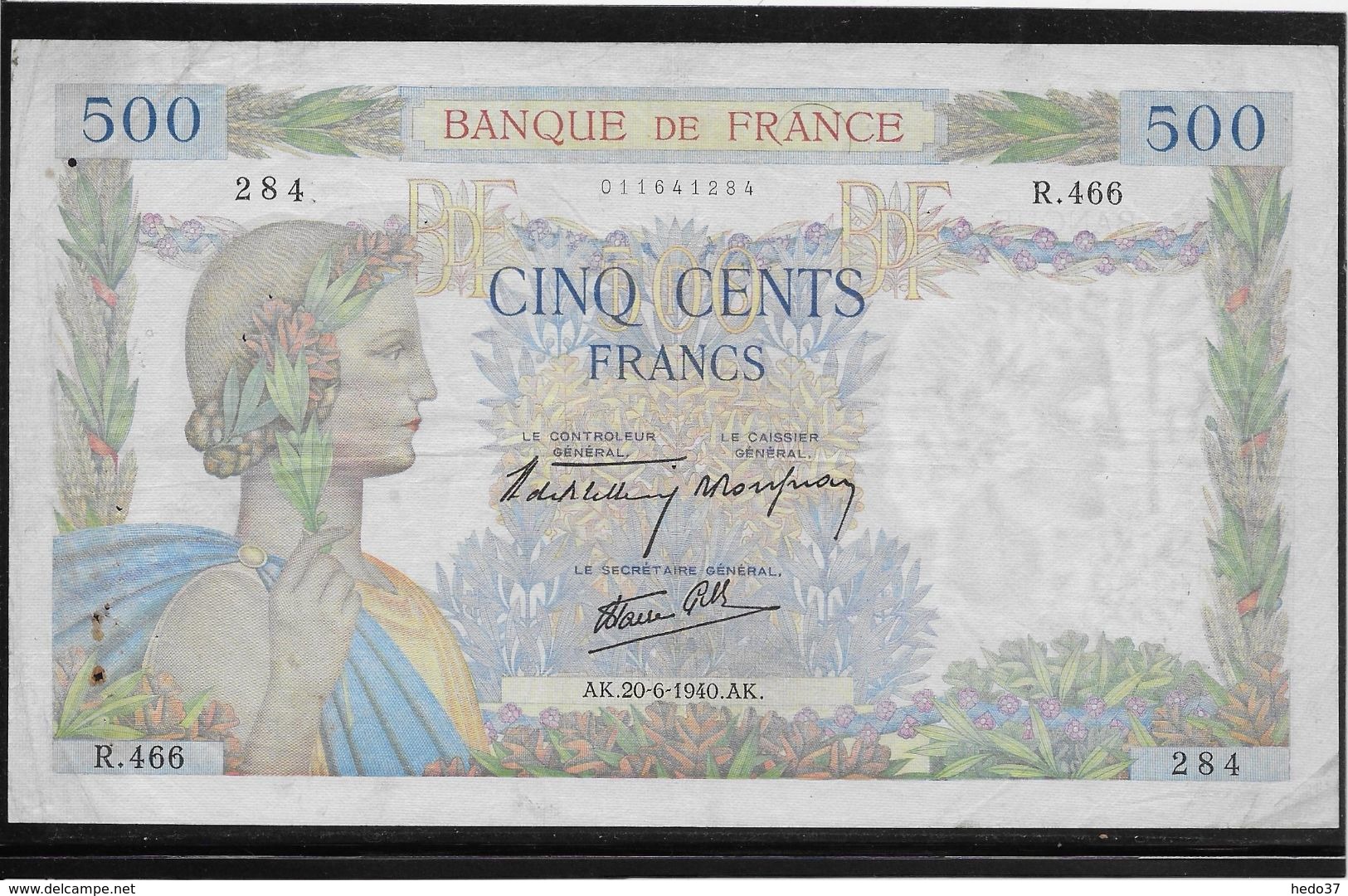 France 500 Francs La Paix - 20-6-1940 - Fayette N°32-3 - TTB - 500 F 1940-1944 ''La Paix''