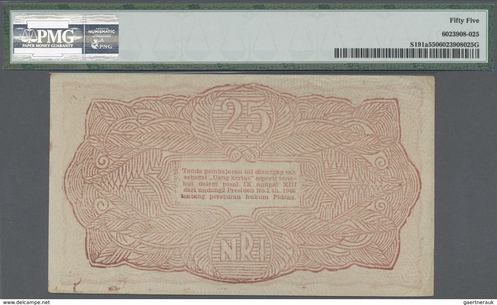 Indonesia / Indonesien:  Governor Of Bukittinggi, Sumatra 25 Rupiah 1948, P.S191a, Great Condition W - Indonesia