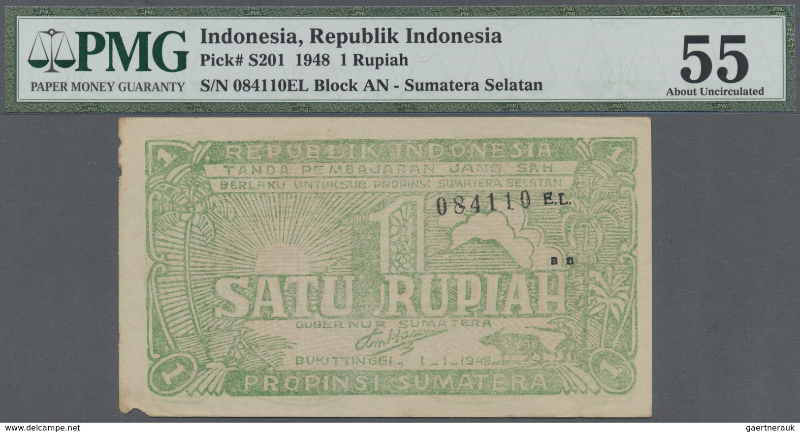 Indonesia / Indonesien: Sub-Province Of South Sumatra 1 Rupiah 1948, P.S201, Tiny Missing Parts At L - Indonesia