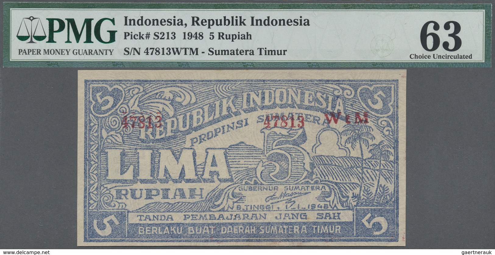 Indonesia / Indonesien: Propinsi Sumatera Timur (Province Of East Sumatra), Bukittinggi 5 Rupiah 194 - Indonesia