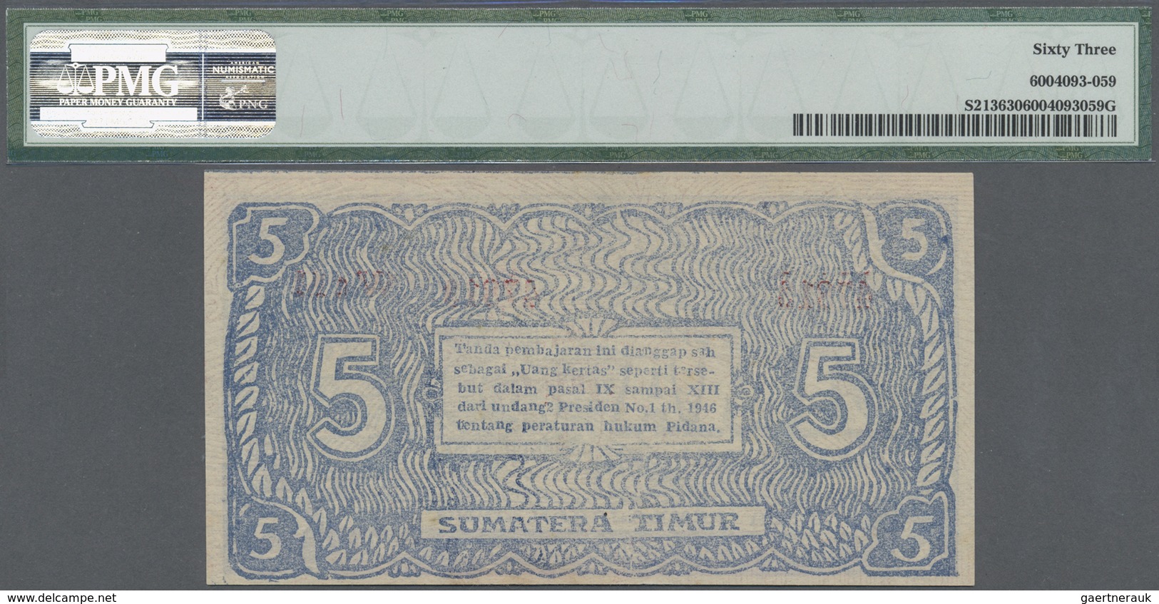 Indonesia / Indonesien: Propinsi Sumatera Timur (Province Of East Sumatra), Bukittinggi 5 Rupiah 194 - Indonésie