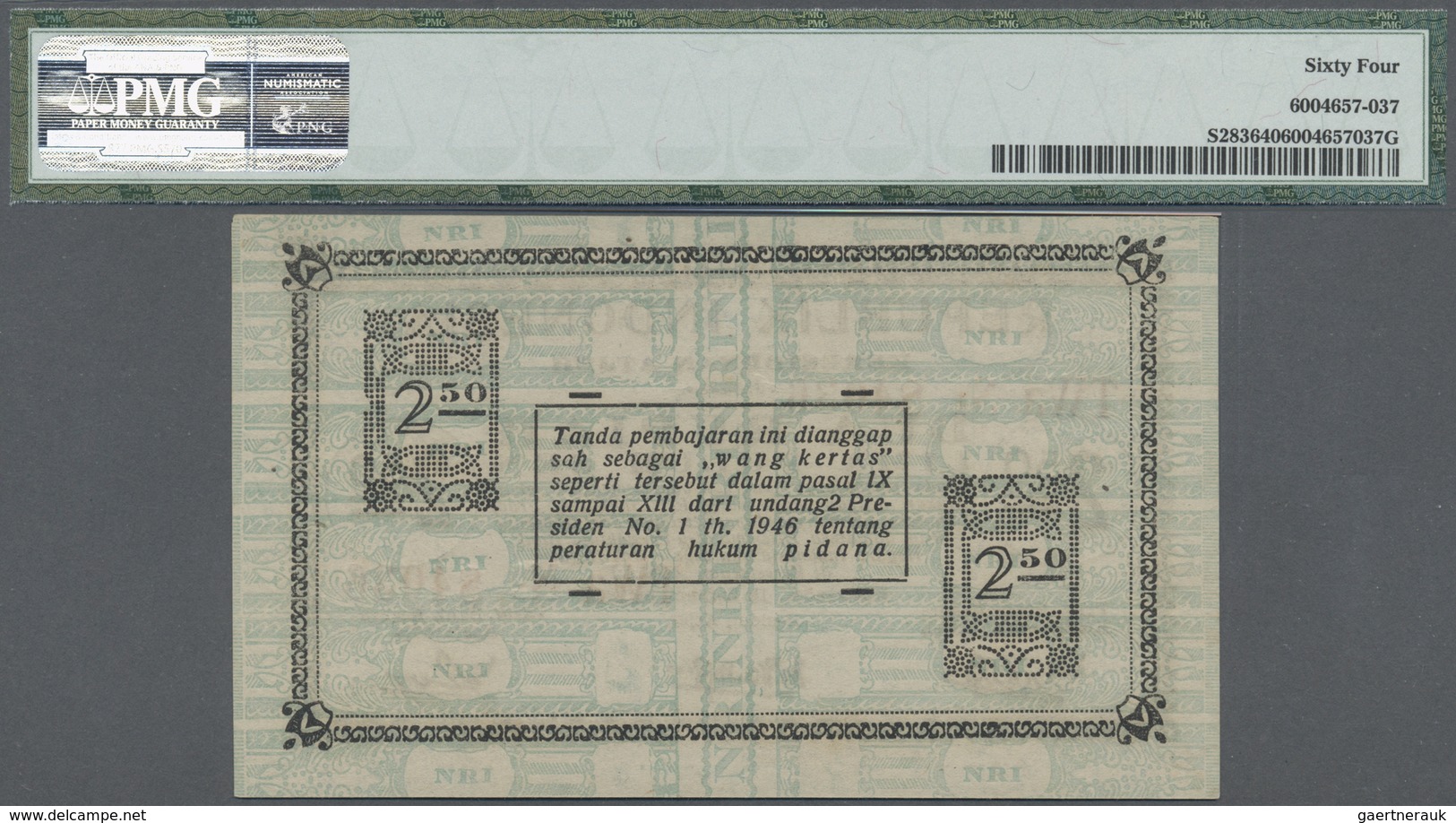 Indonesia / Indonesien: Residency, Atjeh, Koetaradja 2 1/2 Rupiah 1947, P.S283 In Almost Perfect Con - Indonesia