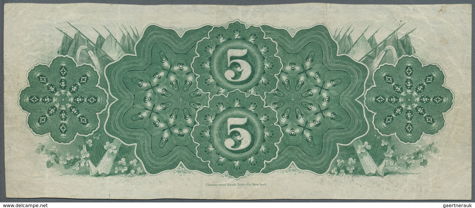 Ireland / Irland: "The Irish Republic" 5 Dollars 1866 P. S101, Used With Folds And Creases, One Tiny - Ireland
