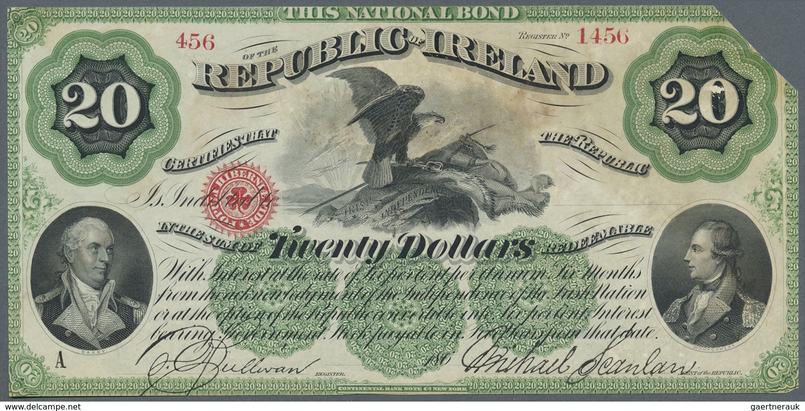 Ireland / Irland: "The Republic Of Ireland" 20 Dollars 186x P. NL, Never Folded, Extremly Crisp Orig - Ireland