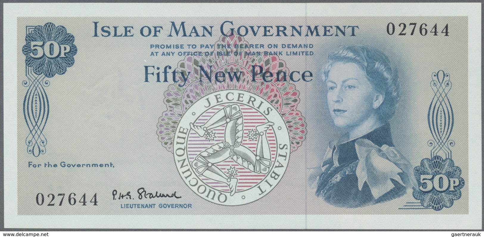 Isle of Man: Set with 9 Banknotes series 1961 – 1979 50 Pence 6x 209462, 027644, A 288550, C 553306,