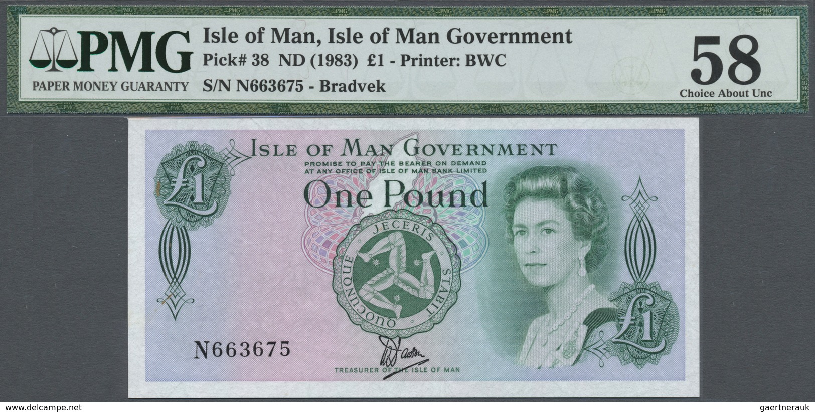 Isle Of Man: 1 Pound ND(1983), P.38 (Bradvek) Running Pair N 663674, 663675 PMG 58 Choice About UNC - Autres & Non Classés