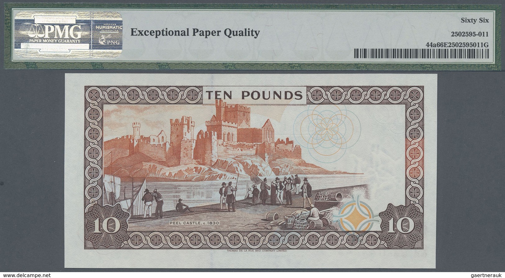 Isle Of Man: 10 Pounds ND(1998), P.44a With Solid Number H 222222 PMG 66 Gem UNC EPQ - Other & Unclassified