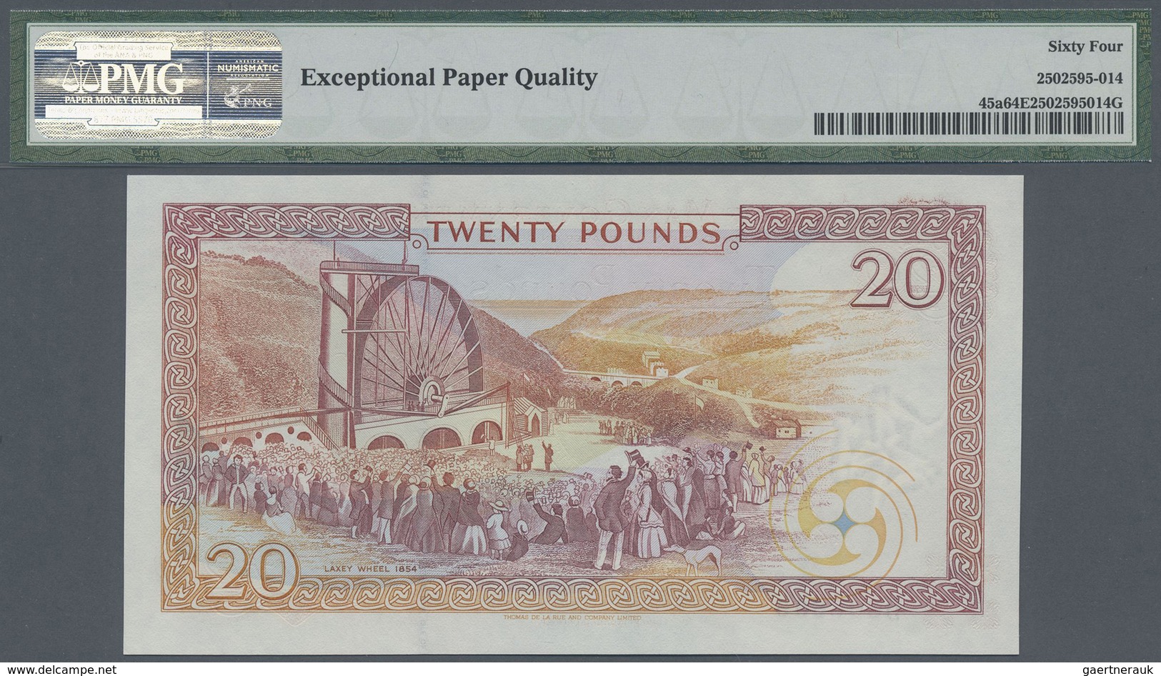 Isle Of Man: 20 Pounds ND(2000), P.45a With Solid Number D 666666 PMG 64 Choice UNC EPQ - Other & Unclassified