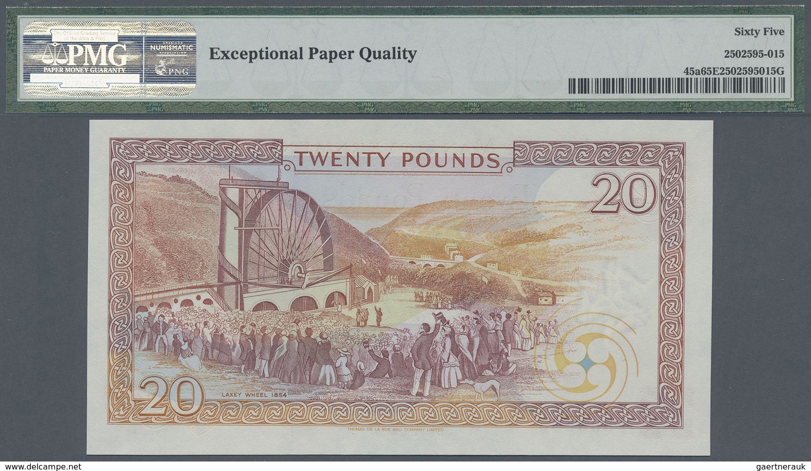 Isle Of Man: 20 Pounds ND(2000), P.45a Solid Number F 555555 PMG 65 Gem UNC EPQ - Other & Unclassified