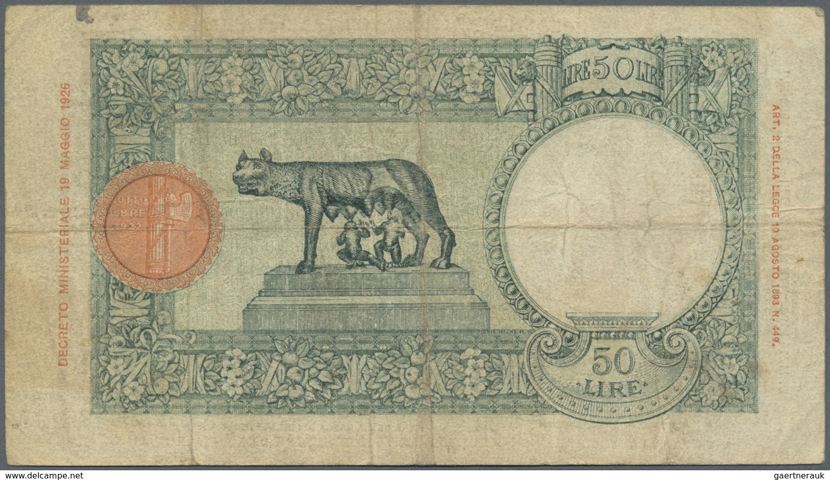 Italian East Africa / Italienisch Ost-Afrika: 50 Lire January 1st 1939, P.1b, Lightly Toned Paper Wi - Italian East Africa