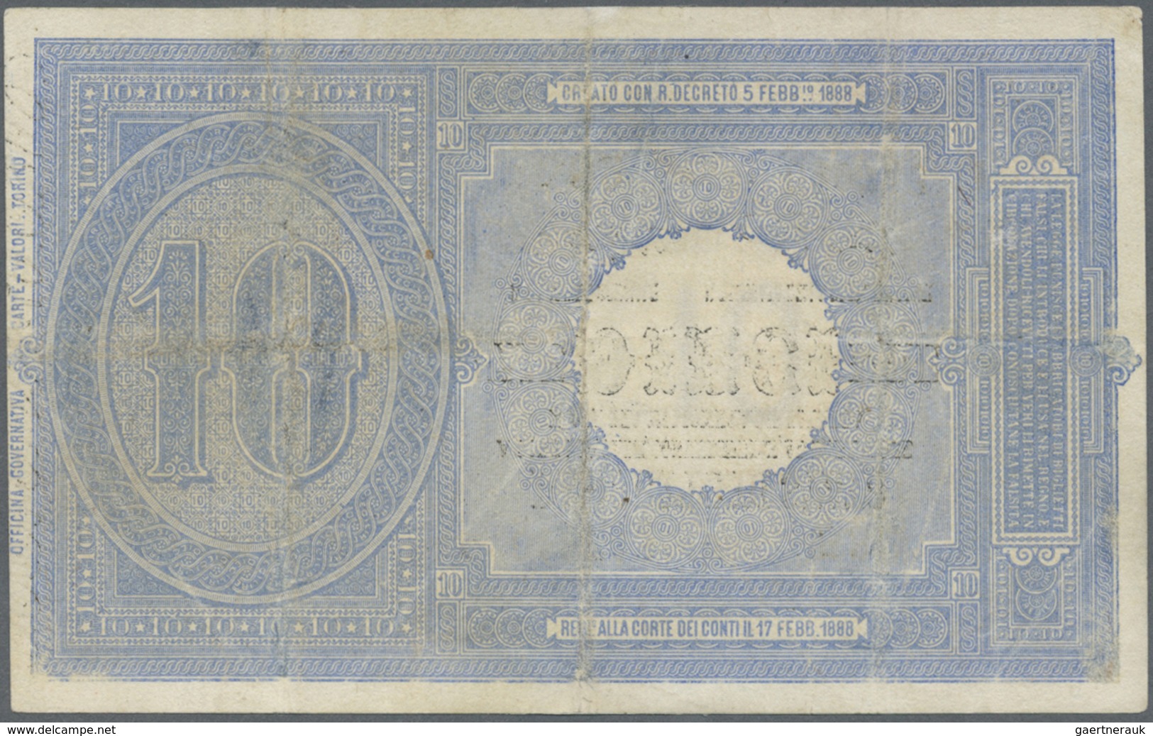 Italy / Italien: Set Of 3 Different Banknotes 10 Lire L.1888, P. 20c (pressed, F), P. 20h (aUNC), P. - Other & Unclassified