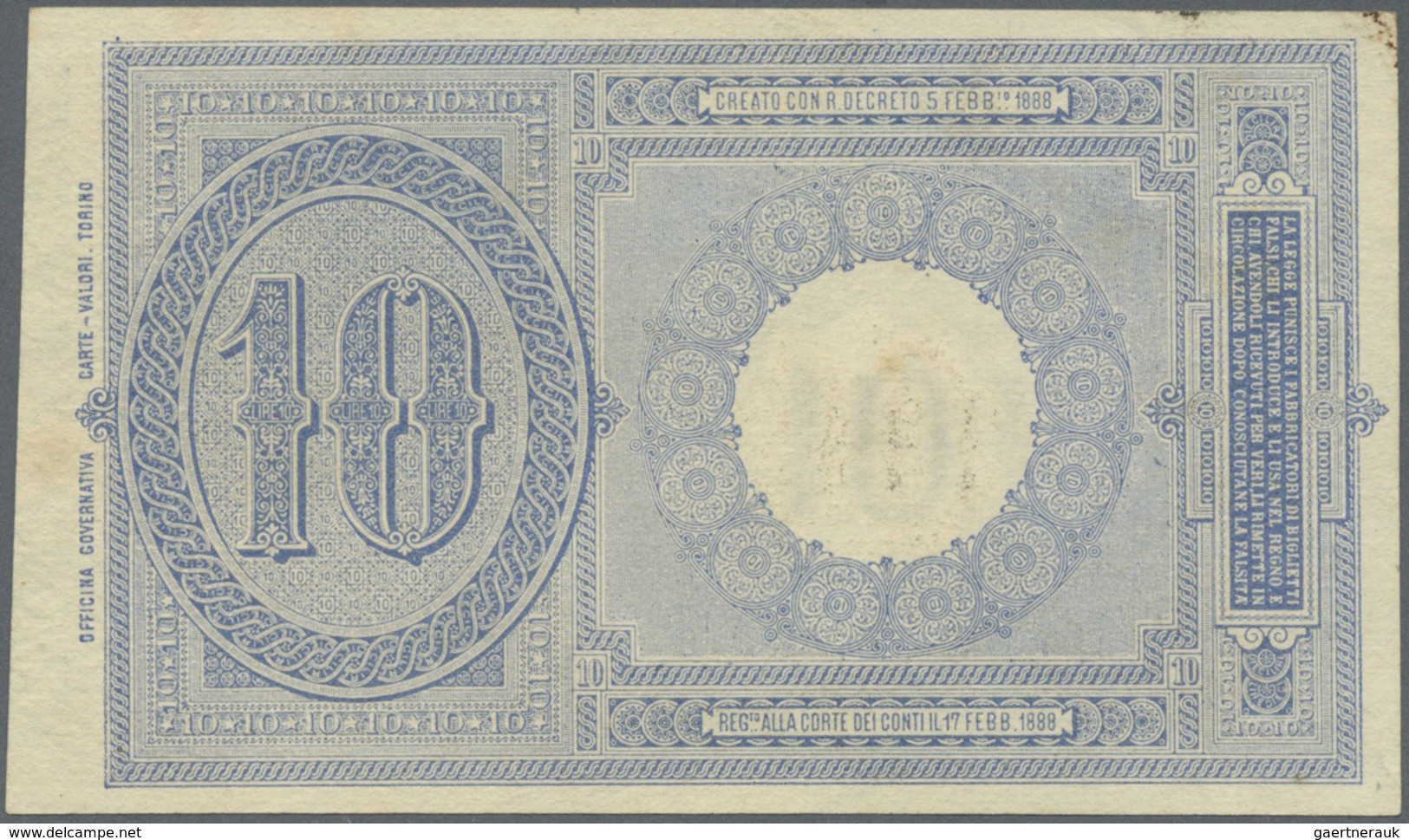 Italy / Italien: Set Of 3 Different Banknotes 10 Lire L.1888, P. 20c (pressed, F), P. 20h (aUNC), P. - Other & Unclassified