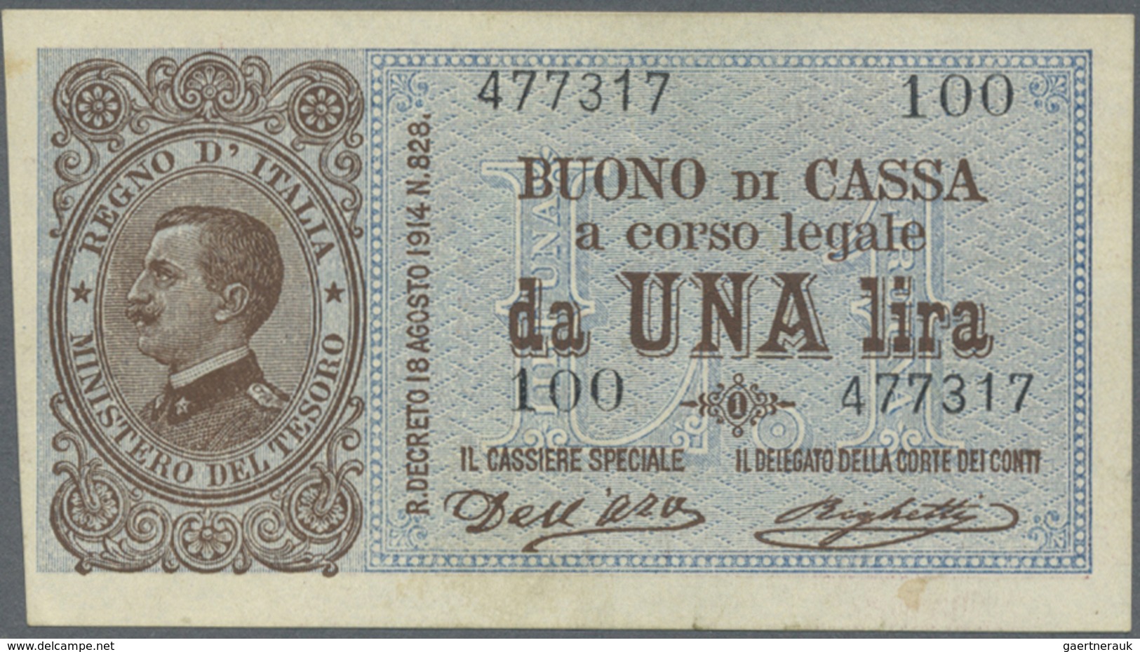Italy / Italien: Set Of 2 Notes 1 Lira L.1914 P. 36a,b, XF And AUNC, Nice Set. (2 Pcs) - Other & Unclassified