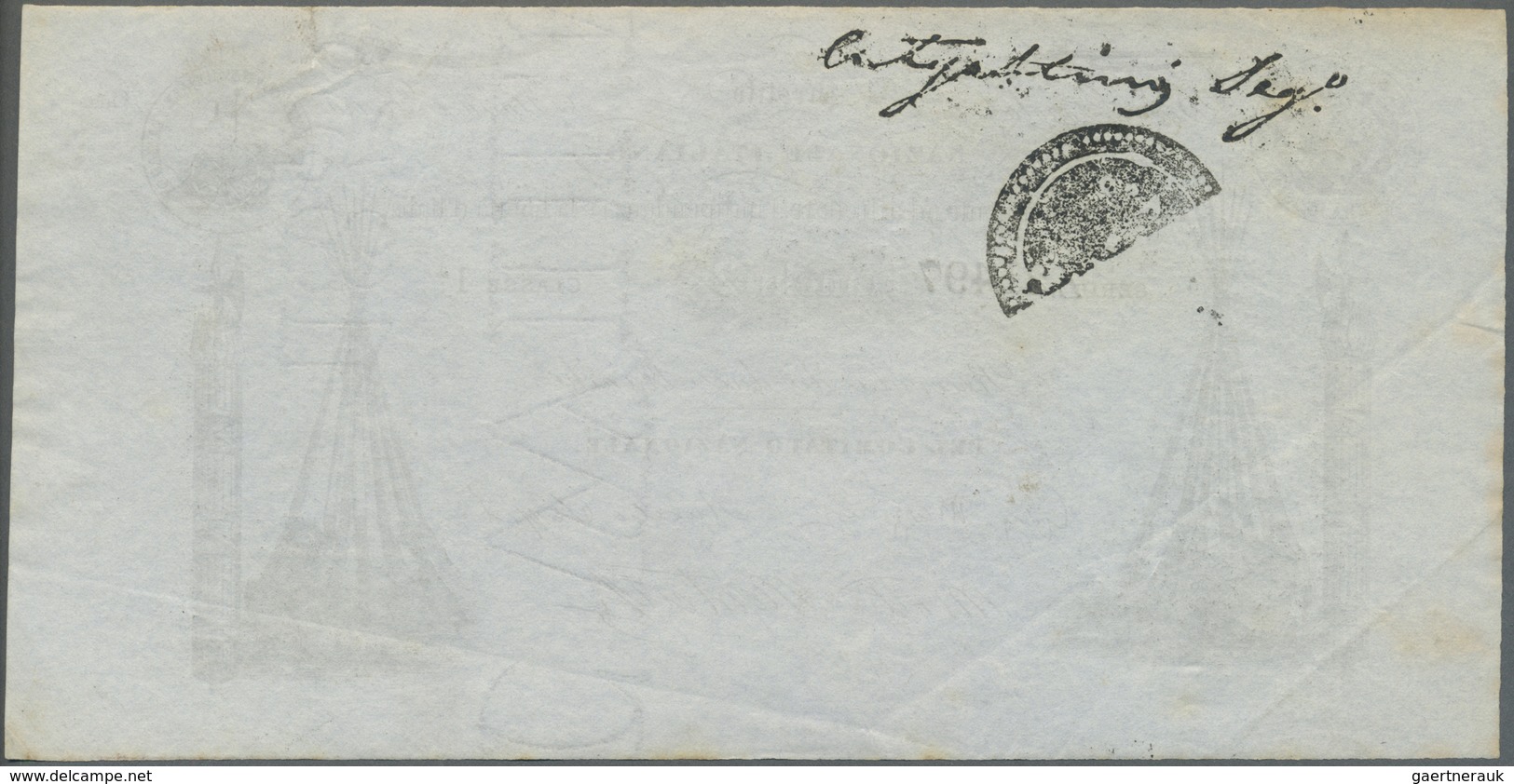 Italy / Italien: 2 Franchi 1849 Prestitio Natzionale Italiano, Rare Note, Stamped On Back, Light Fol - Other & Unclassified