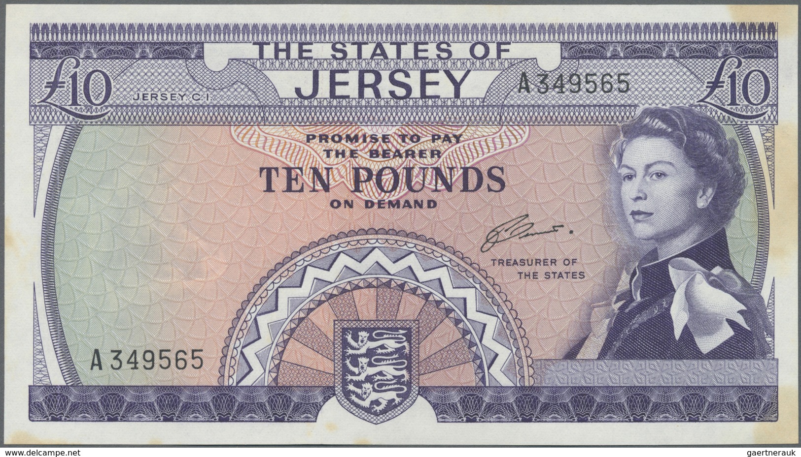 Jersey: 10 Pounds ND P. 10a, Unused And Unfolded But With Light Stain At Right Boder, Otherwise Perf - Other & Unclassified