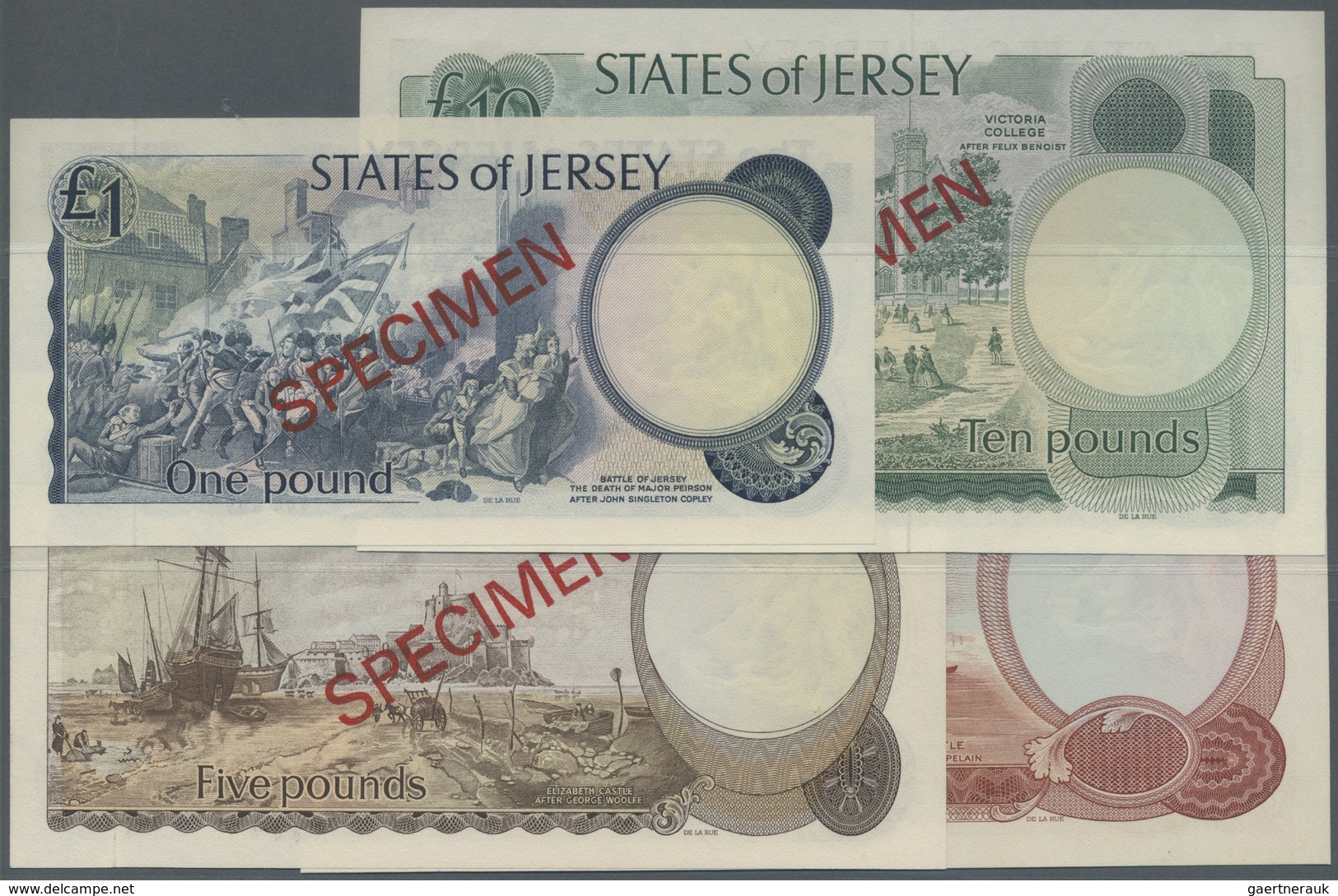 Jersey: Set Of 4 Specimen Notes 1, 5, 10 And 20 Pounds ND P. 11s-14s Collectors Series In Condition: - Other & Unclassified