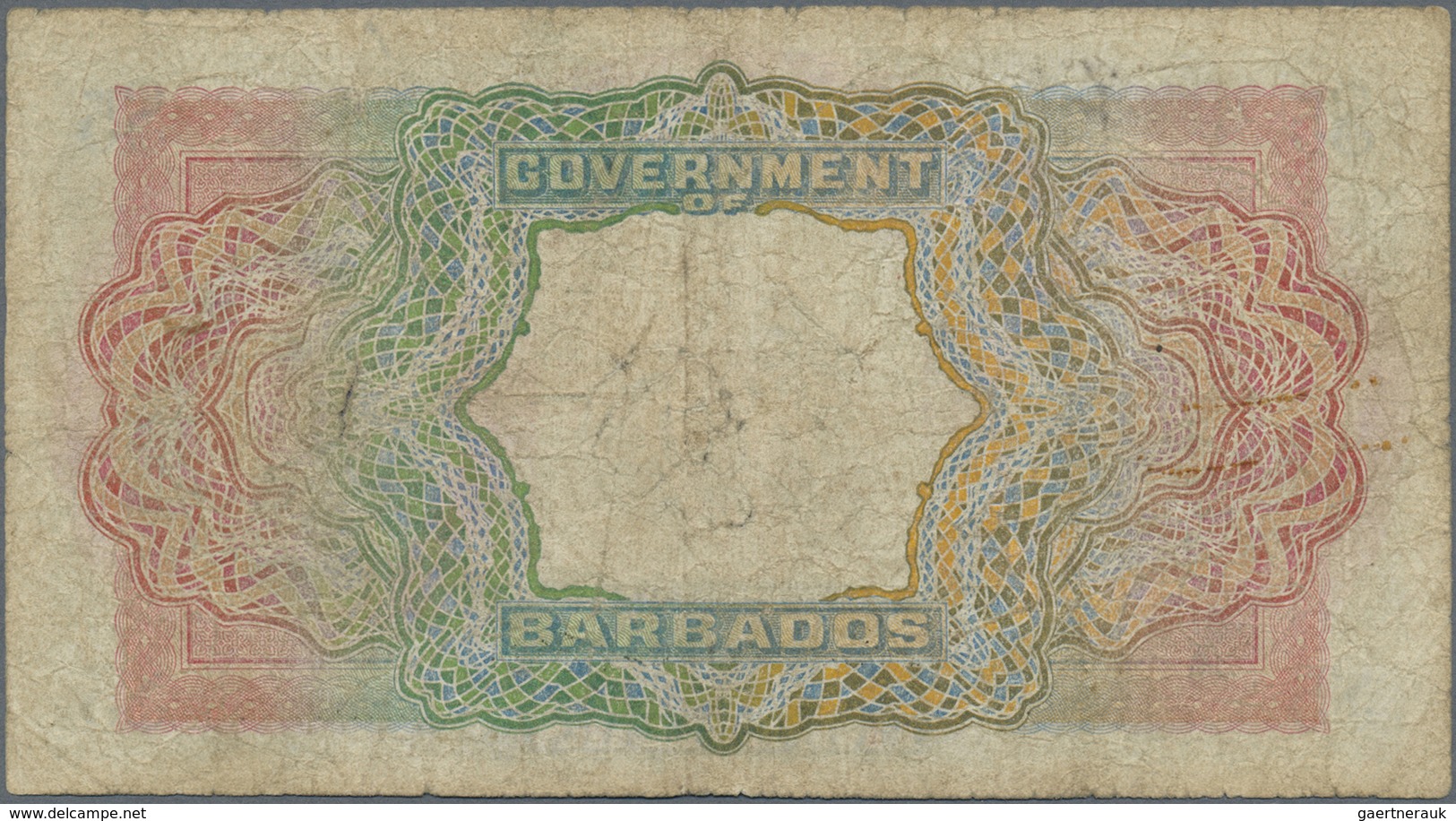 Barbados: 5 Dollars December 1st 1939, P.4a, Almost Well Worn Condition With Stained Paper, Several - Barbados