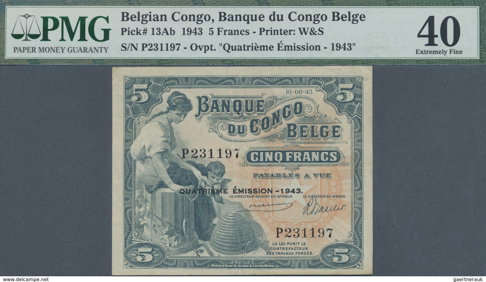 Belgian Congo / Belgisch Kongo: Banque Du Congo Belge 5 Francs 1943, Vertically Folded, Some Other M - Unclassified