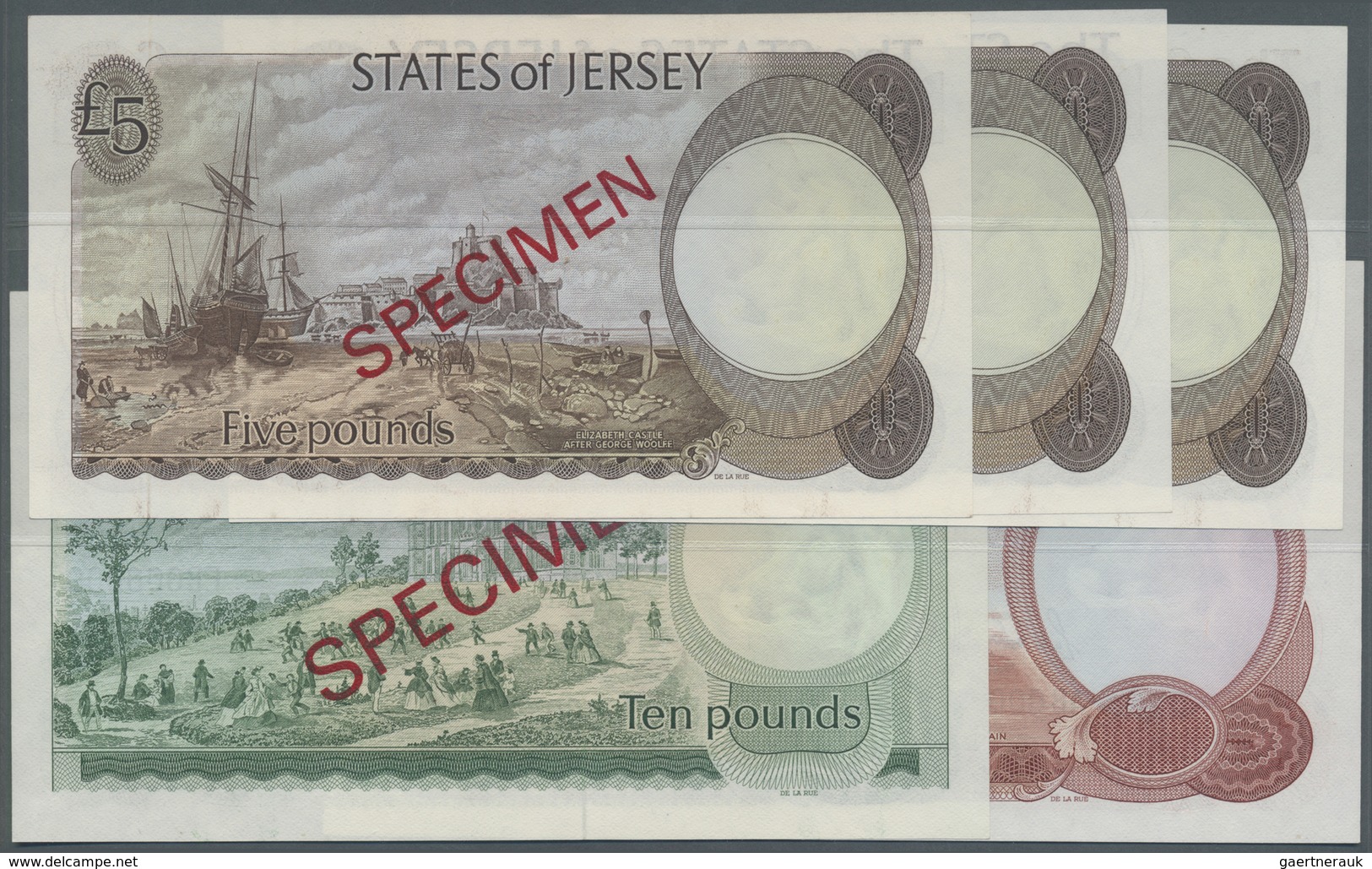 Jersey: Set With 5 Specimen Notes Of The 1970's/80's Series Containing 5 Pounds Specimen  With Signa - Other & Unclassified