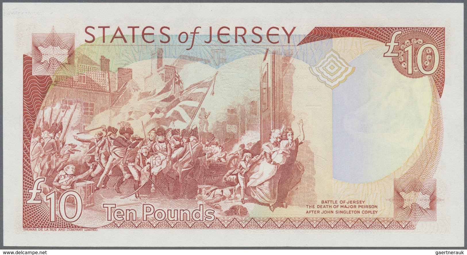 Jersey: Set with 5 Banknotes series  1976 – 2000 1 Pound x2 LJ 280347, XC 000200, 10 Pounds AB 00015