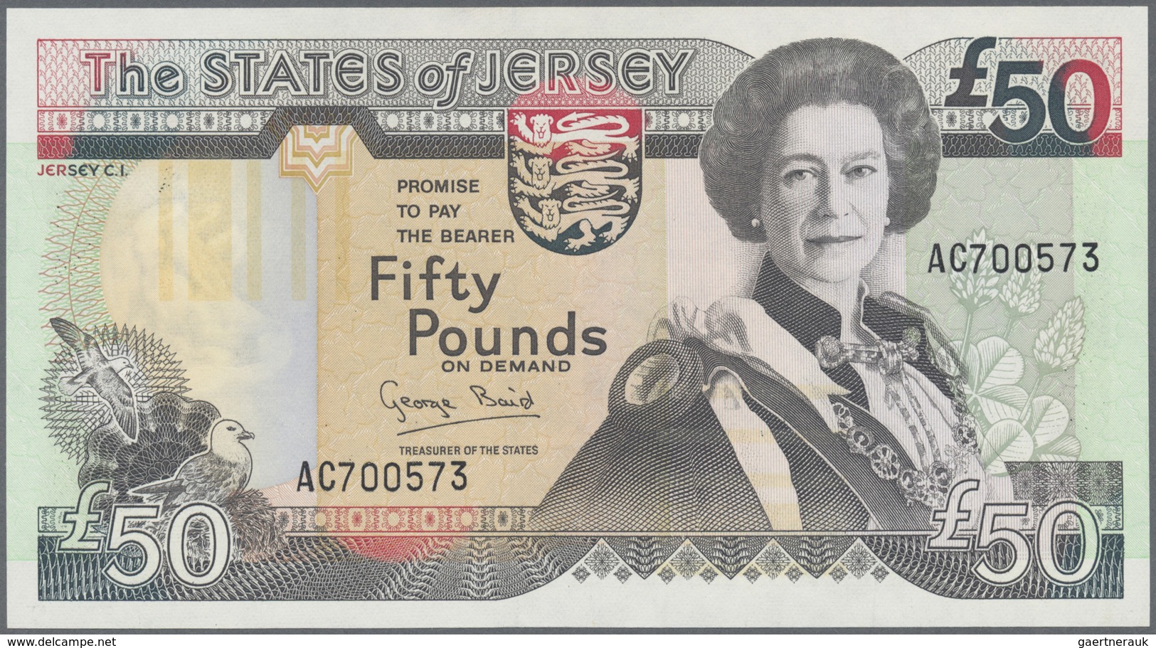 Jersey: Set with 5 Banknotes series  1976 – 2000 1 Pound x2 LJ 280347, XC 000200, 10 Pounds AB 00015