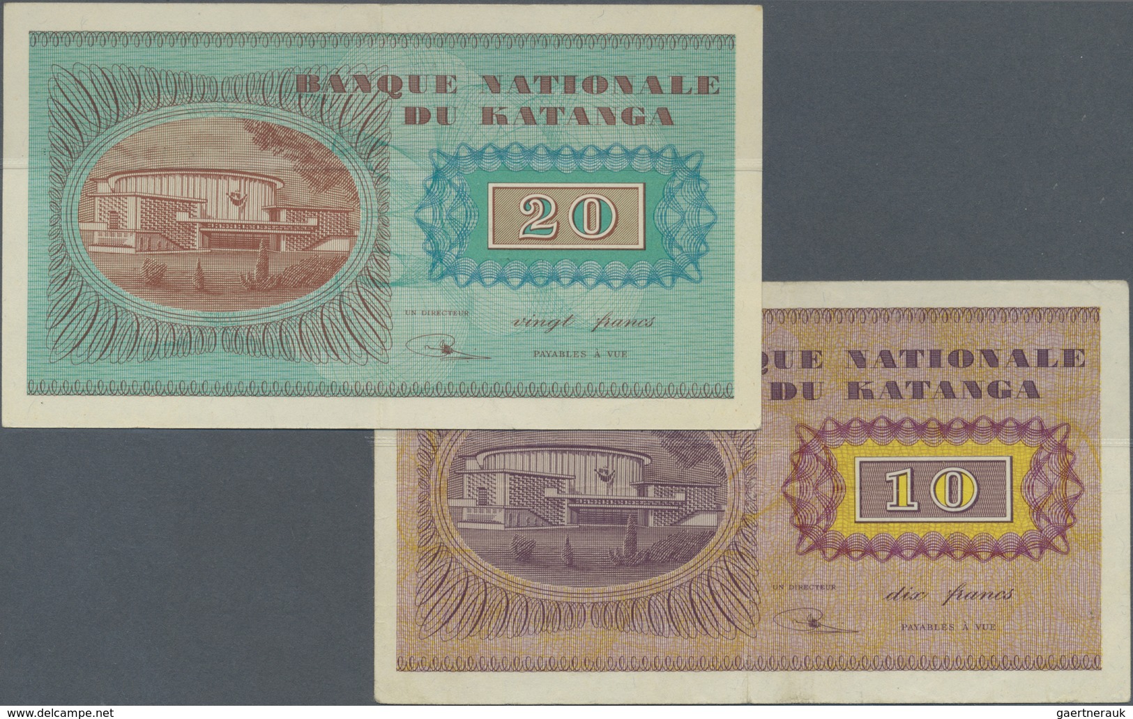 Katanga: Pair With 10 Francs December 15th 1960 And 20 Francs November 21st 1960, P.5, 6a, Both Vert - Other - Africa