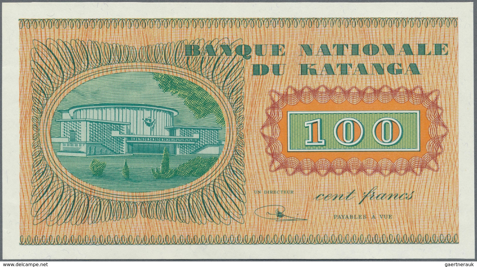 Katanga: 100 Francs Series 1960 Proof Without Serial Number, Signature And Date, P.8p In Perfect UNC - Other - Africa