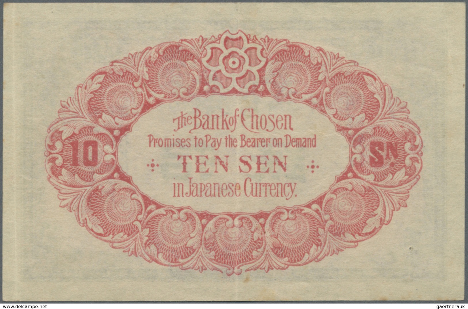 Korea: Bank Of Chosen 10 Sen  Taisho Year 5 (1916), P.20, Vertically Folded And A Few Other Minor Cr - Korea (Süd-)