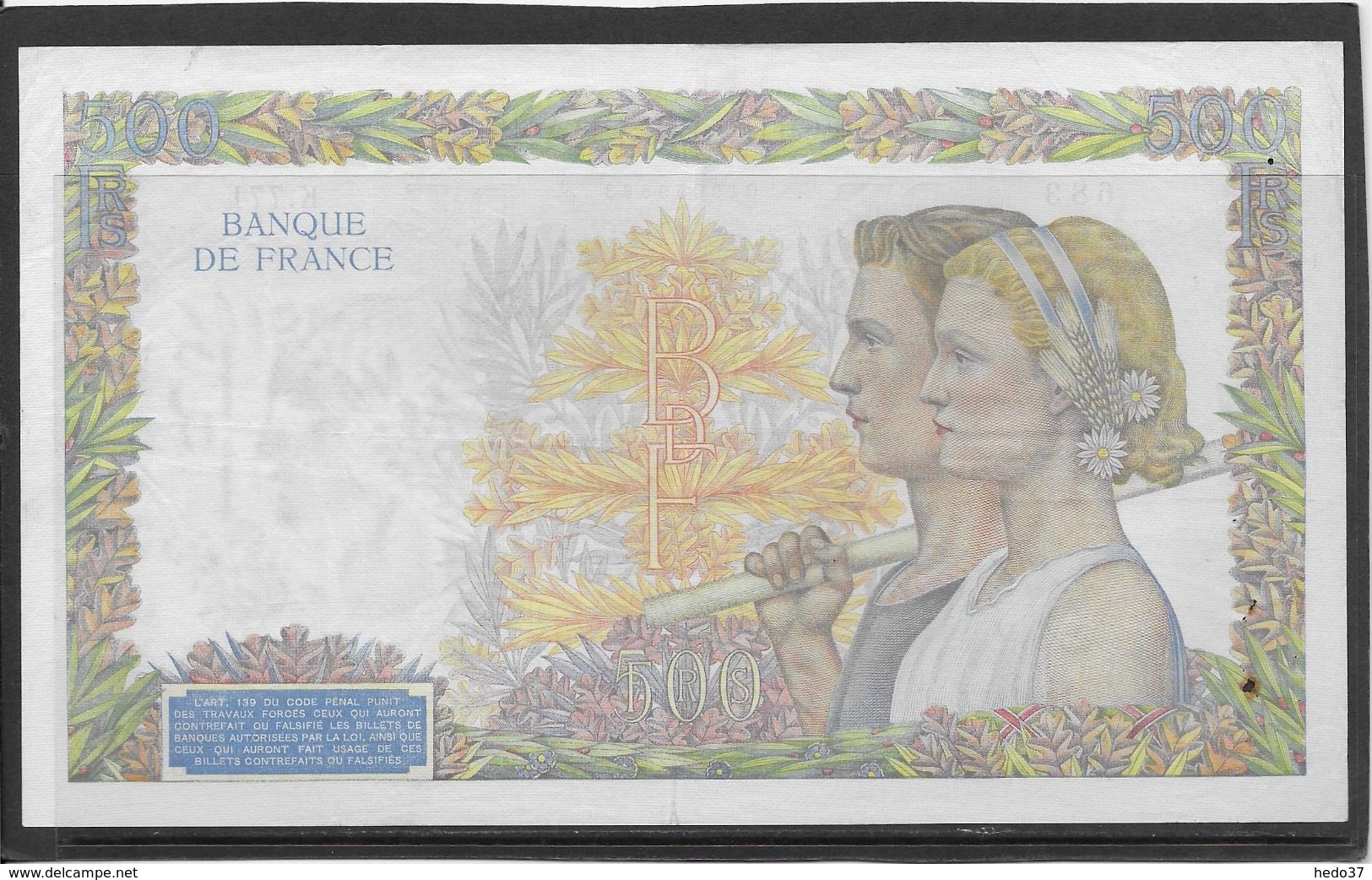 France 500 Francs La Paix - 25-7-1940 - Fayette N°32-5 - TTB/SUP - 500 F 1940-1944 ''La Paix''