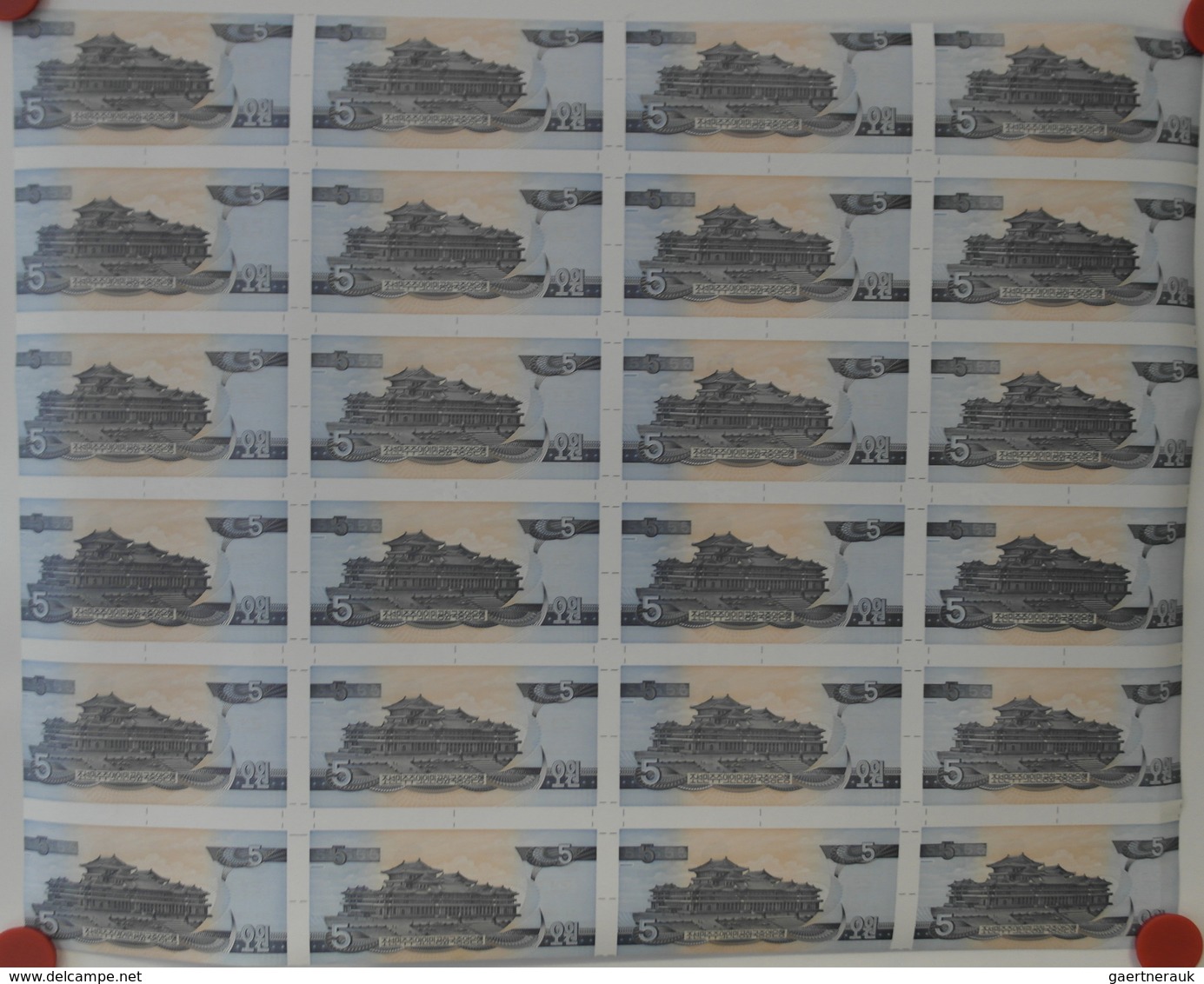 Korea: Uncut Sheet Of 24 Pcs 5 Won 1992 P. 40 In Condition: UNC. (24 Pcs Uncut) - Korea, South