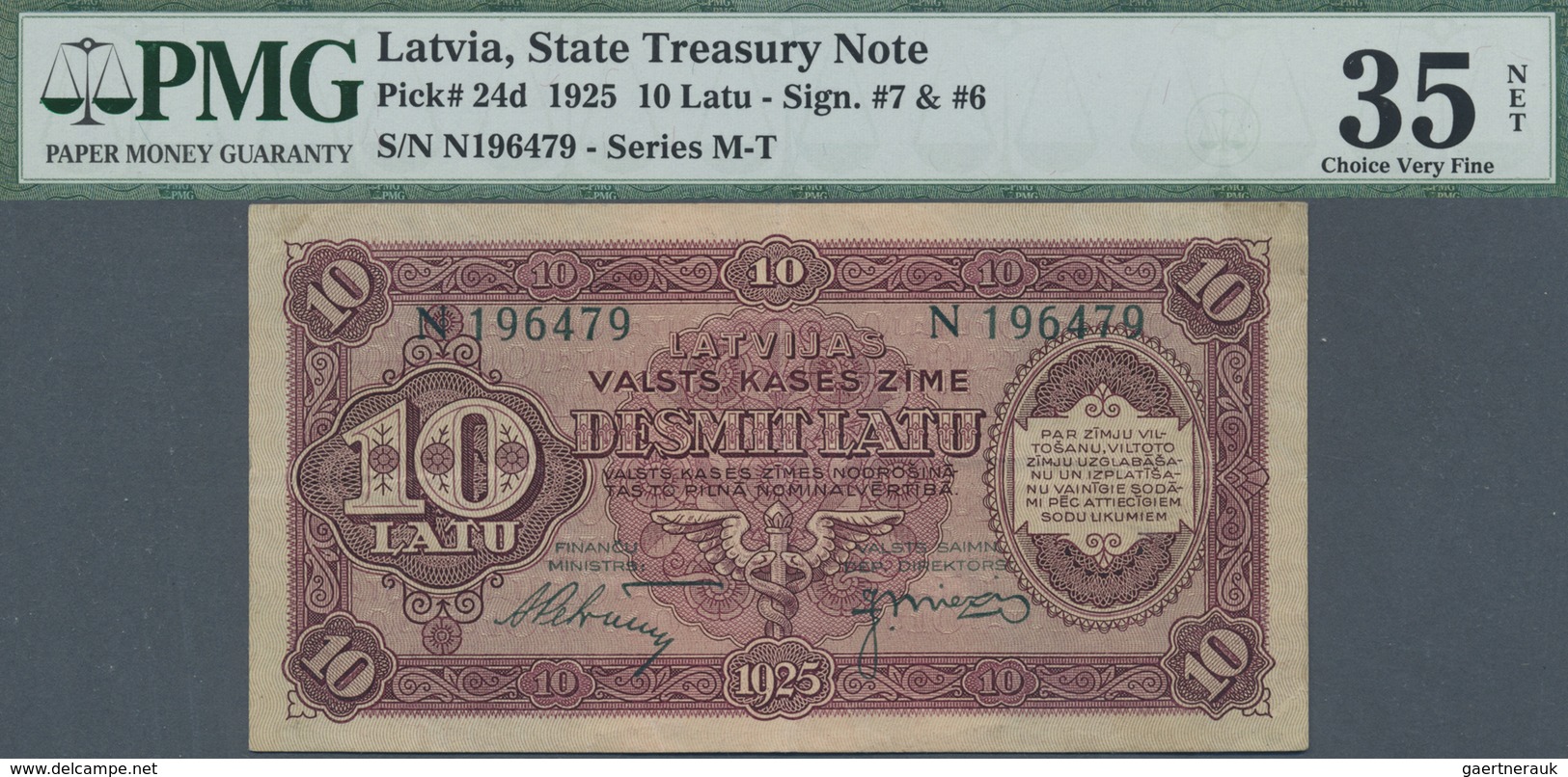 Latvia / Lettland: 10 Latu 1925, P.24d, Minor Traces Of Glue At Upper Left And Right Corner On Front - Latvia