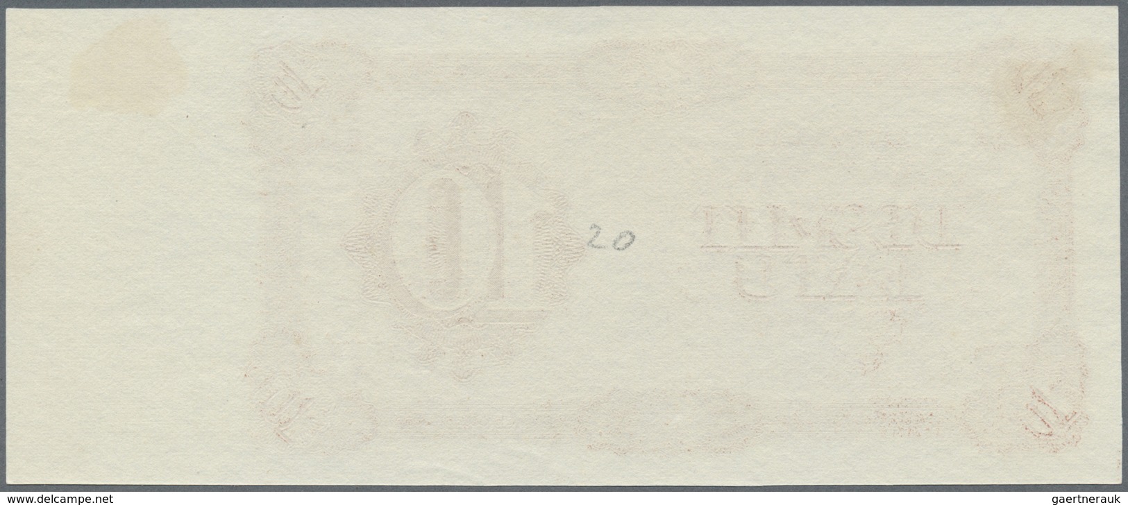 Latvia / Lettland: 10 Latu 1933-34 P. 25p, Uniface Front PROOF Print On Unwatermarked Paper In Brown - Latvia