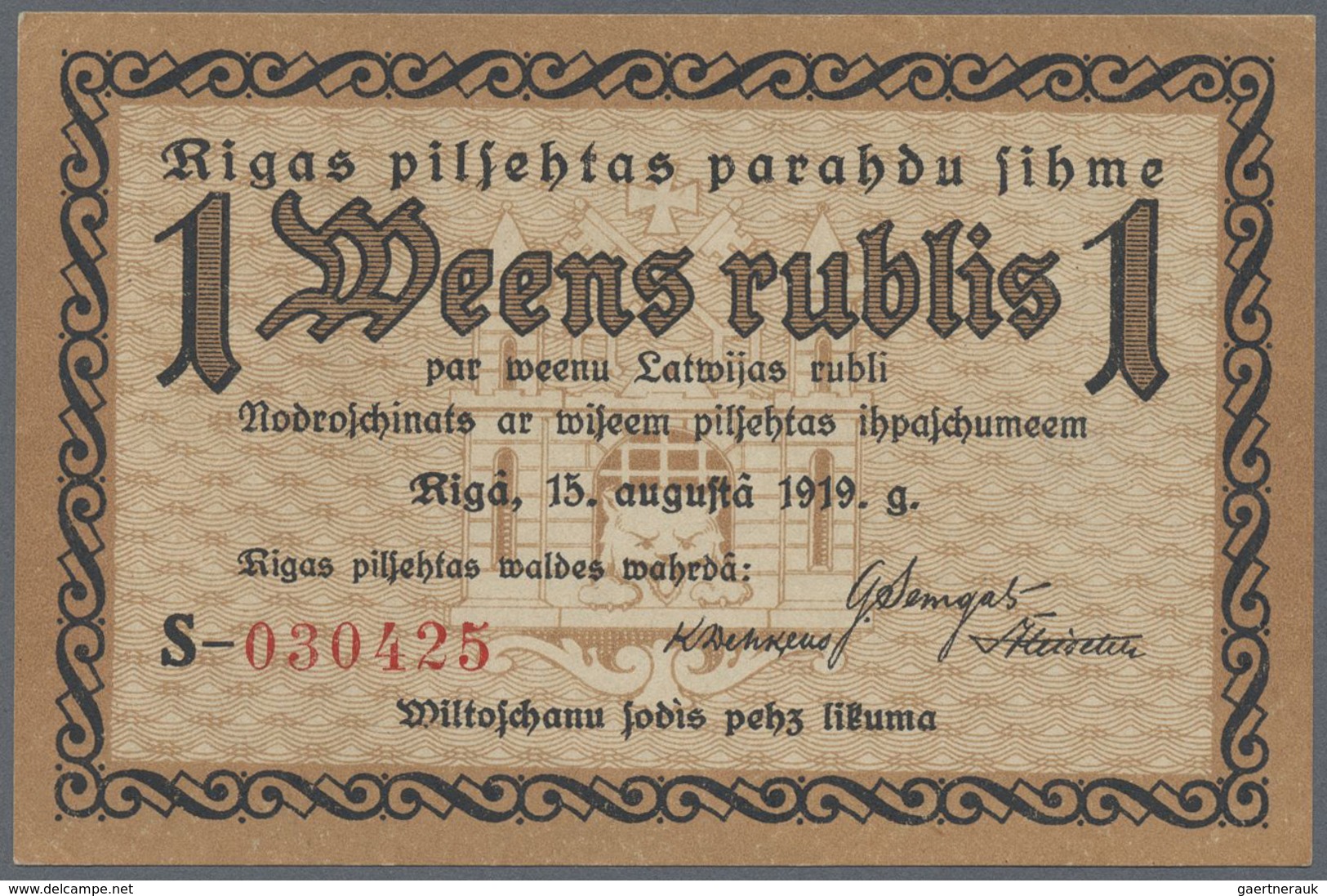 Latvia / Lettland: Riga City Government Set With 3 Banknotes 1 And 2 X 3 Rubles 1919, Pick NL (PLATB - Latvia