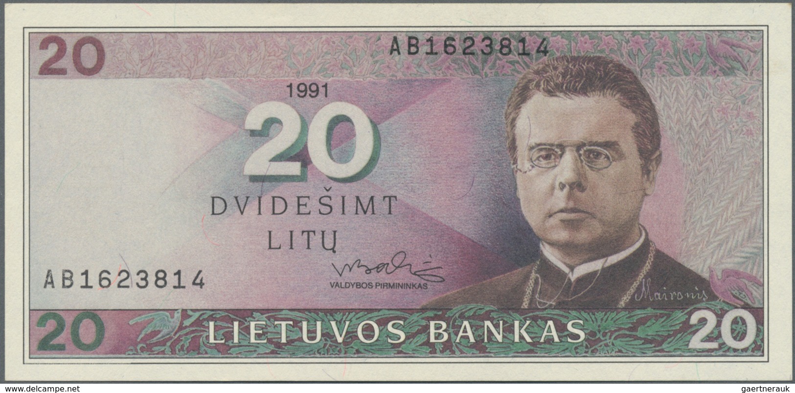 Lithuania / Litauen: 20 Litu 1991 P. 48 In Condition: UNC. - Lithuania