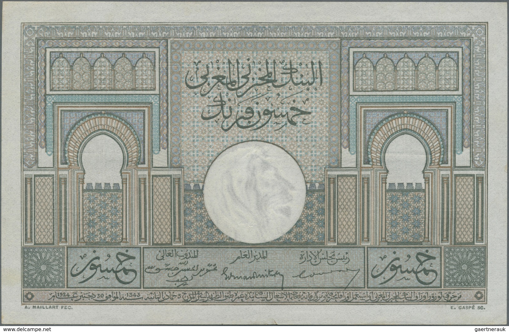 Morocco / Marokko: 50 Francs 1947 P. 21, Light Folds And Handling In Paper, Not Washed Or Pressed, N - Morocco