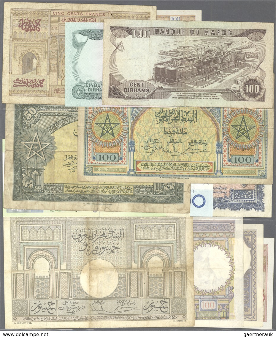 Morocco / Marokko: Large Set Of 182 Banknotes Containing 8x 5 Francs P. 9 (2x XF), 4x 20 Francs P. 1 - Morocco