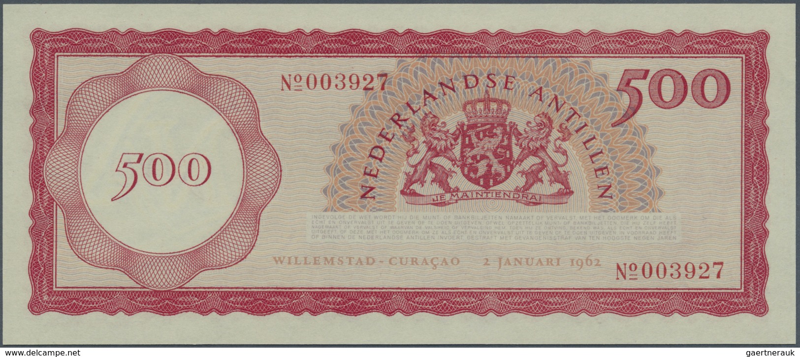 Netherlands Antilles / Niederländische Antillen: 500 Gulden 1962, P.7a In Perfect Condition, PMG Gra - Netherlands Antilles (...-1986)
