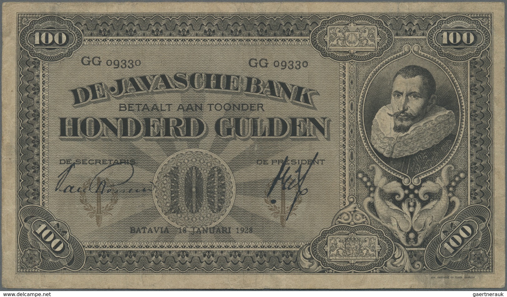 Netherlands Indies / Niederländisch Indien: highly rare set of 9 Banknotes containing 4 x 25 Gulden