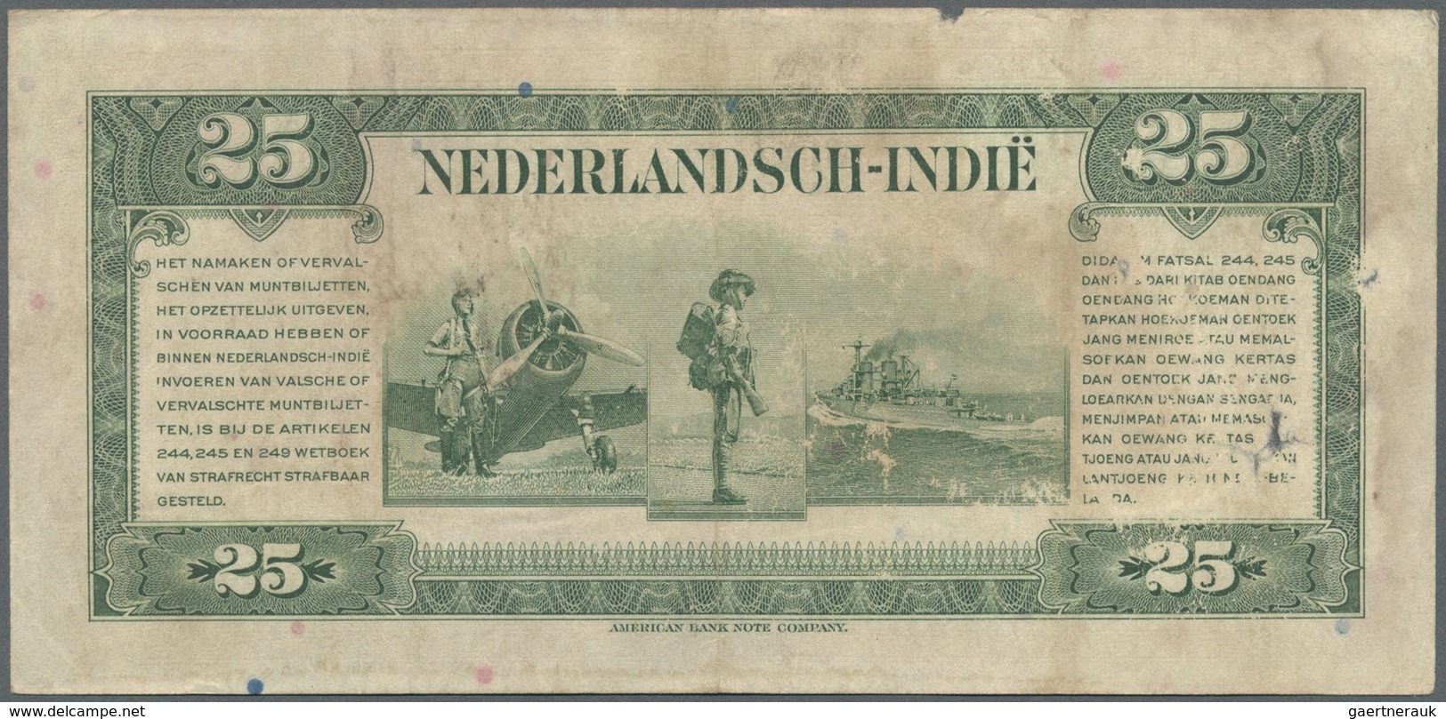 Netherlands Indies / Niederländisch Indien: Set Of 2 Notes Containing 25 And 100 Gulden 1943 P. 115, - Dutch East Indies