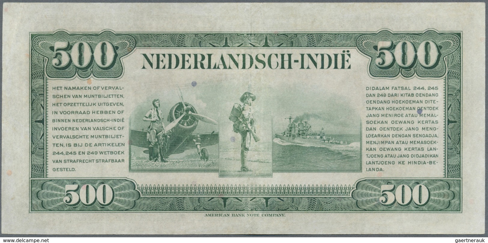 Netherlands Indies / Niederländisch Indien: 500 Gulden 1943 P. 118, Rare Note, No Strong Folds, Pres - Dutch East Indies