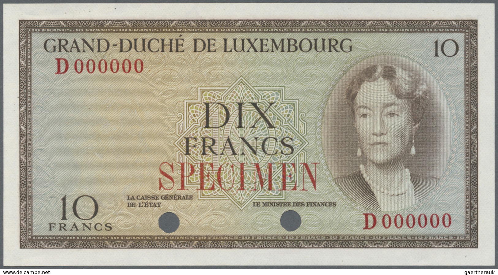 Luxembourg: 10 Francs ND(1954) Color Trial P. 48ct, Residuals From Attachment To Presentation Book A - Luxembourg