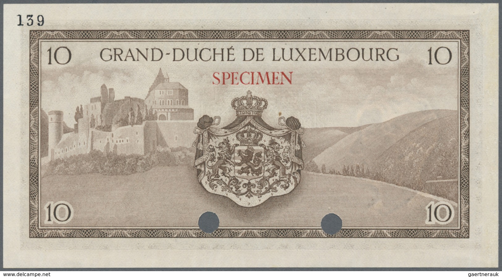 Luxembourg: 10 Francs ND(1954) Color Trial P. 48ct, Residuals From Attachment To Presentation Book A - Luxembourg