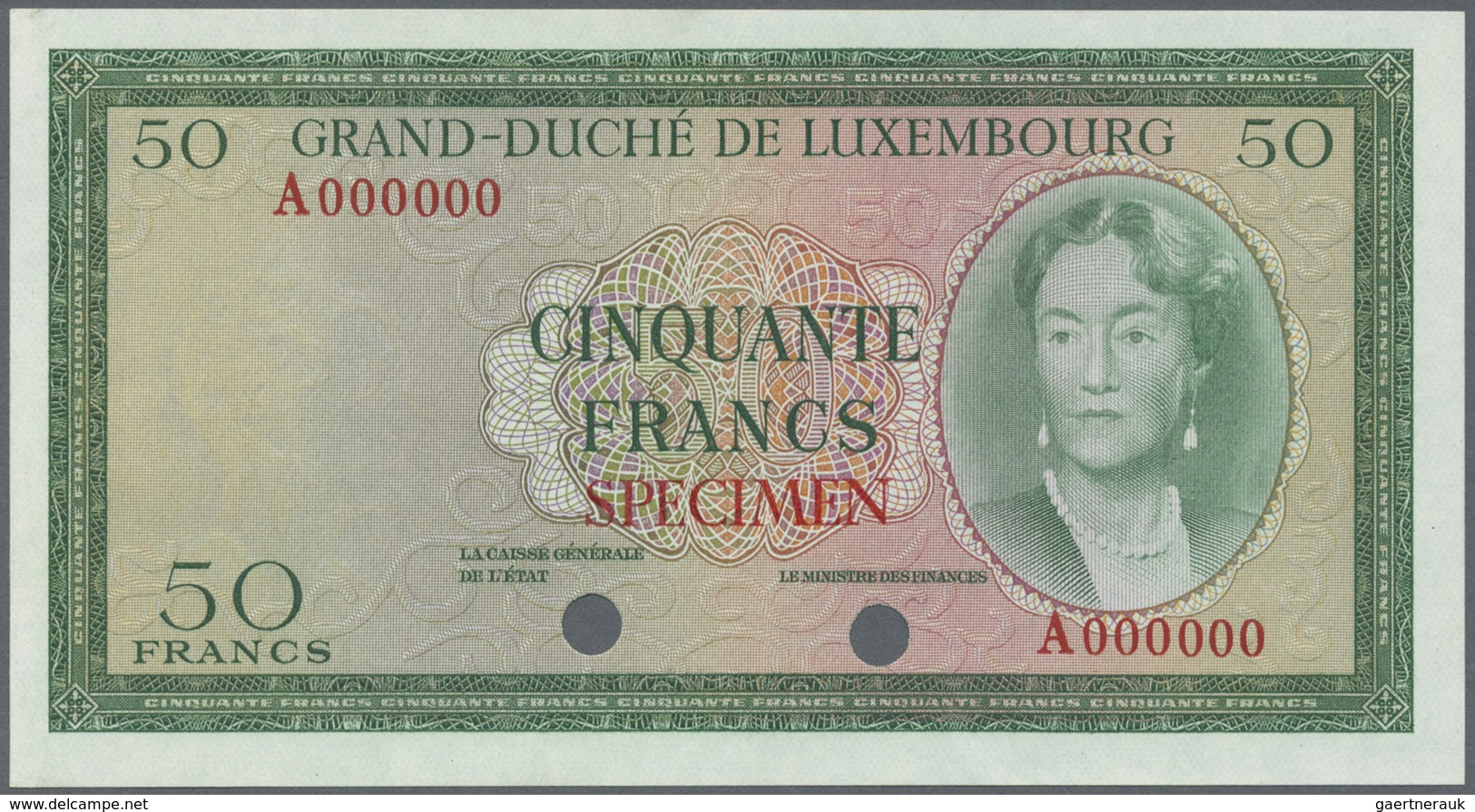 Luxembourg: 50 Francs ND(1961) Color Trial P. 51ct, Residuals From Former Attachment To Presentation - Luxembourg