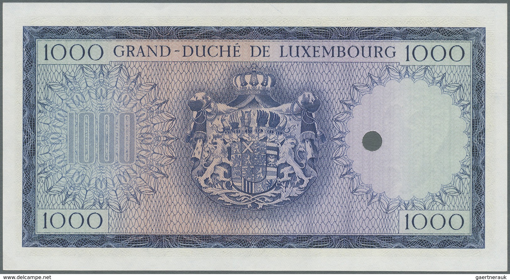 Luxembourg: 1000 Francs ND Color Trial Of P. 52B In Blue Instead Of Brown Color, With Specimen Seria - Luxembourg