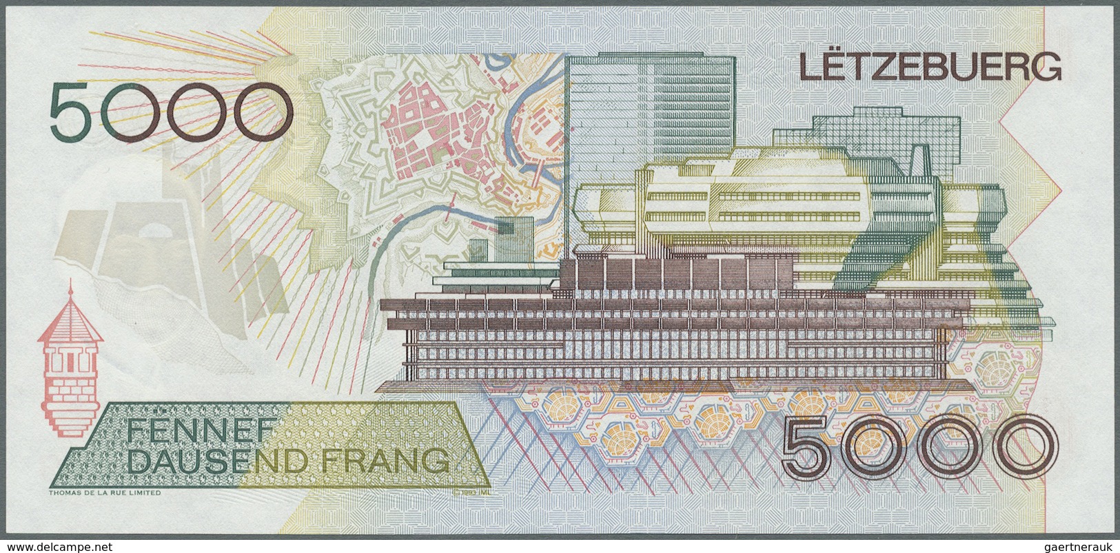 Luxembourg: 5000 Francs 1996 P. 60b In Great Original Condition: UNC. - Lussemburgo